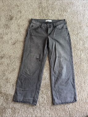 Gray Straight-Leg Low Rise Jeans